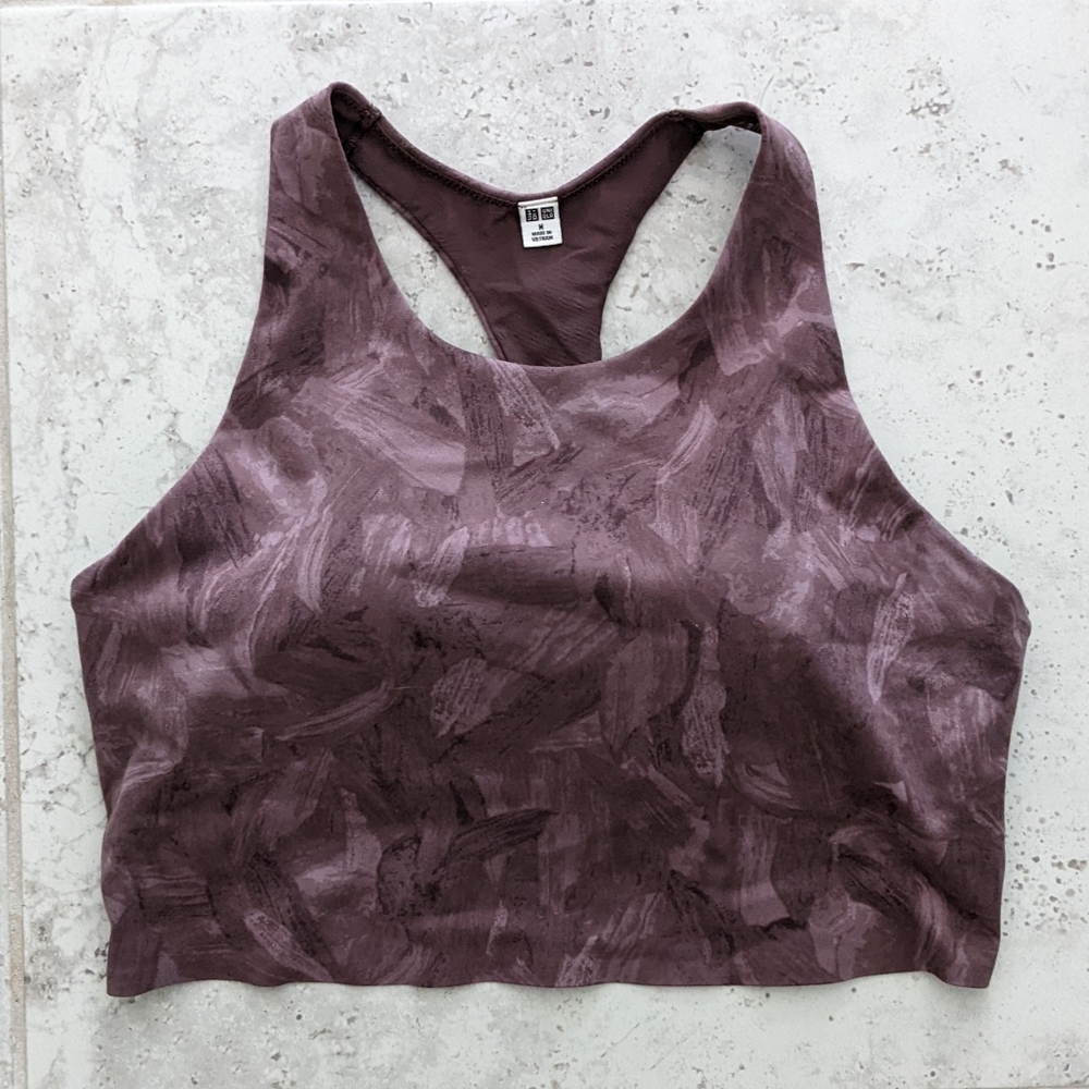 Uniqlo Purple Patterned Sports Bra - size Medium